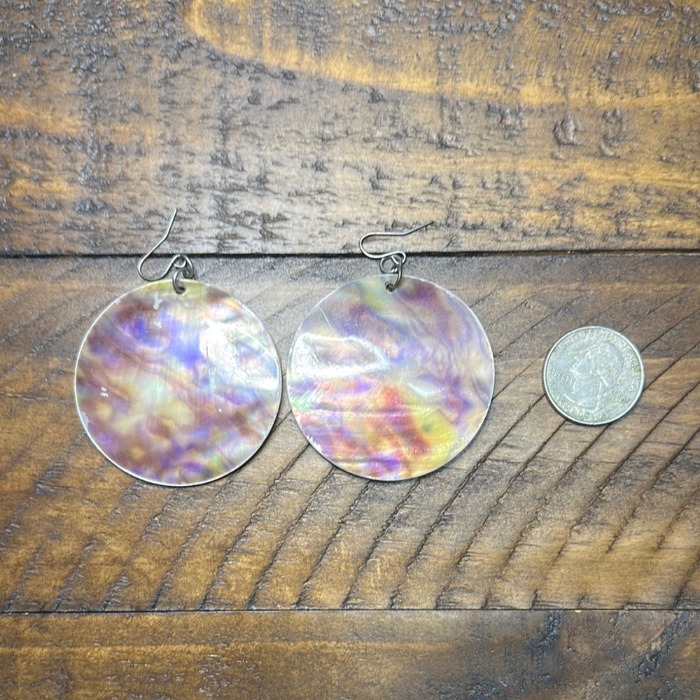 Iridescent Round Shell Earrings
